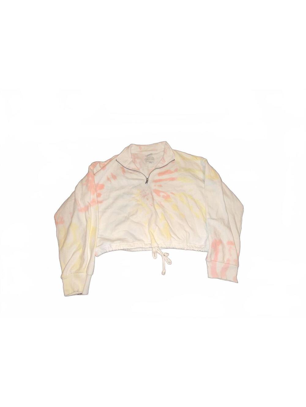 American Eagle Women's Cropped Tie-Dye Hoodie with 1/4 Zip Size Medium